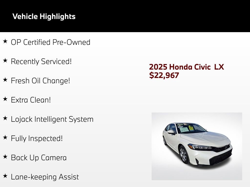 Used 2025 Honda Civic LX image 2