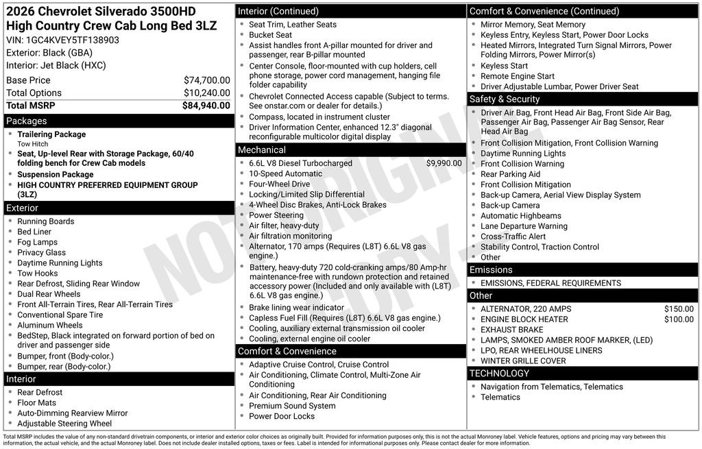 New 2026 Chevrolet Silverado 3500 High Country image 3