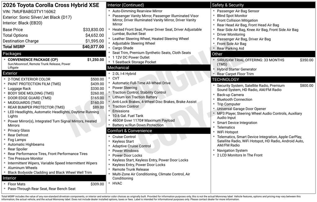 New 2026 Toyota Corolla Cross AWD Hybrid w/ Convenience Package image 6