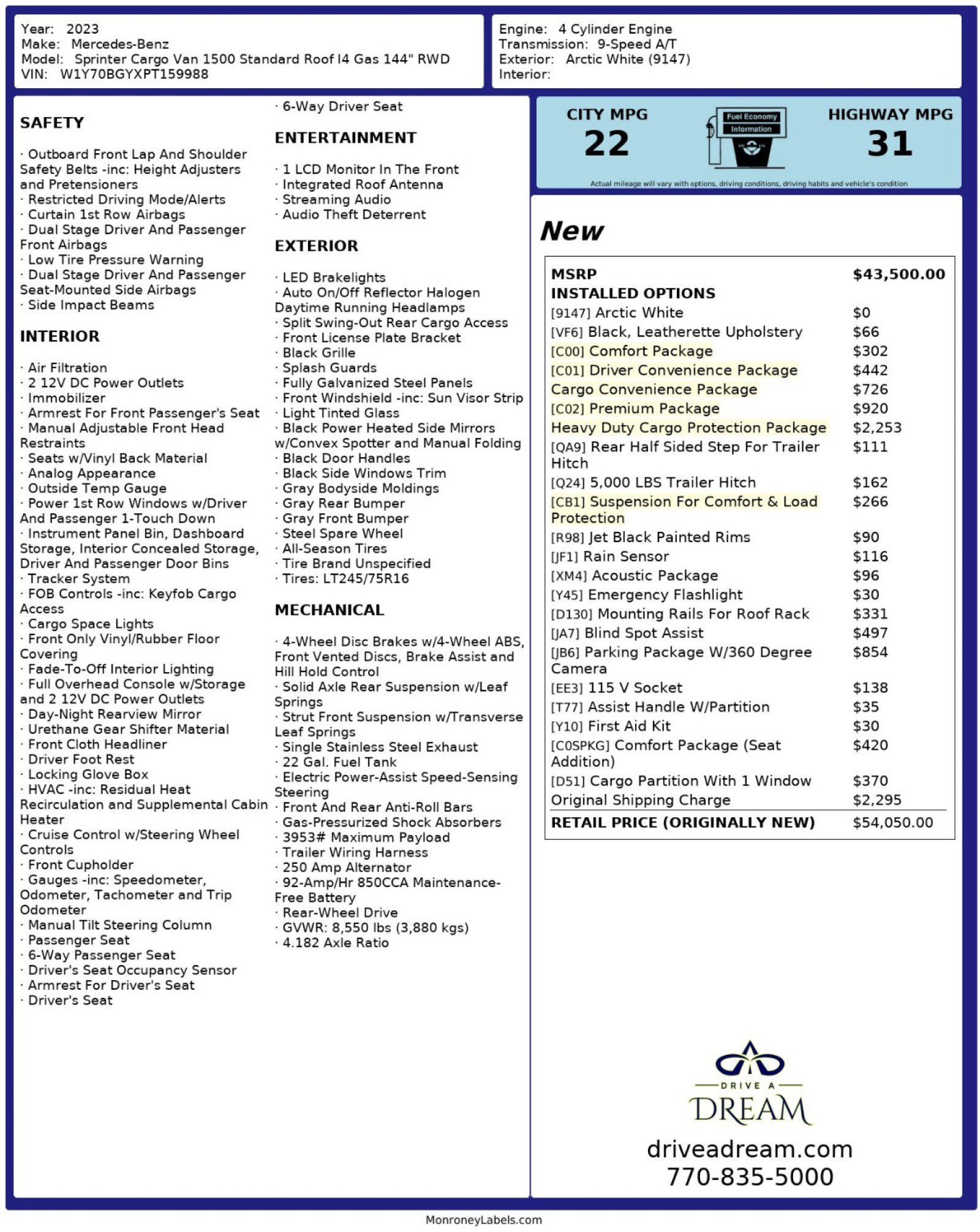 Used 2023 Mercedes-Benz Sprinter 1500 image 45