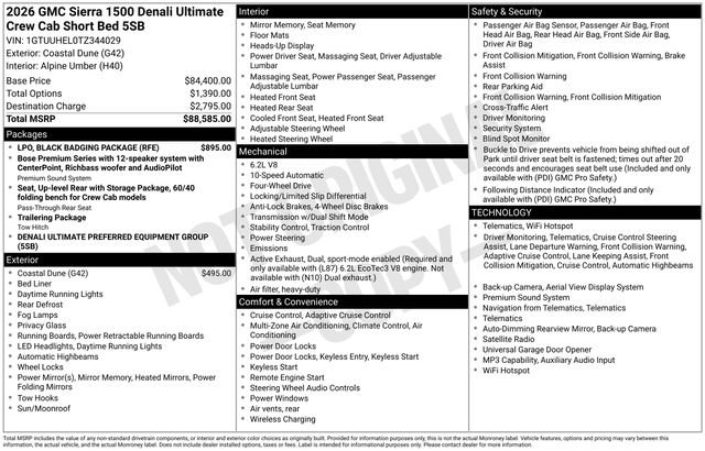 New 2026 GMC Sierra 1500 Denali Ultimate w/ LPO, Black Badging Package AWD/4WD image 3
