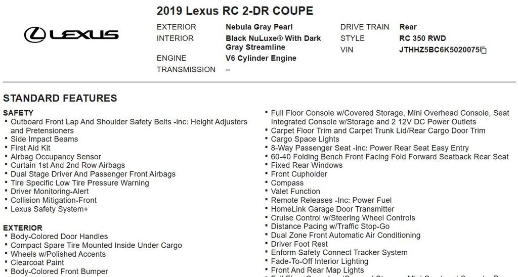 Used 2019 Lexus RC 350 F Sport w/ Accessory Package RWD image 25