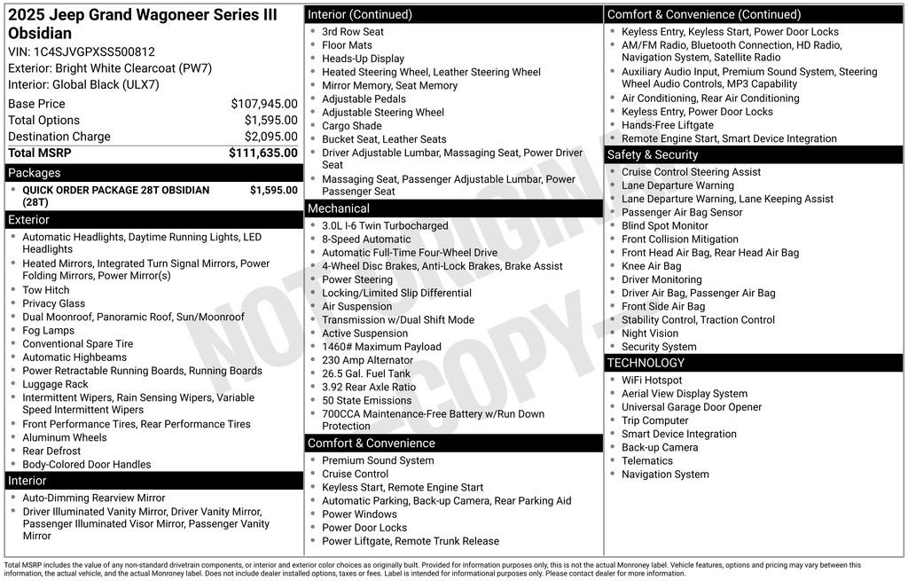 Used 2025 Jeep Grand Wagoneer Series III w/ Quick Order Packagew 28T AWD/4WD image 43