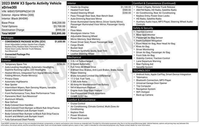 Used 2023 BMW X3 xDrive30i w/ Convenience Package w/ZPA image 5
