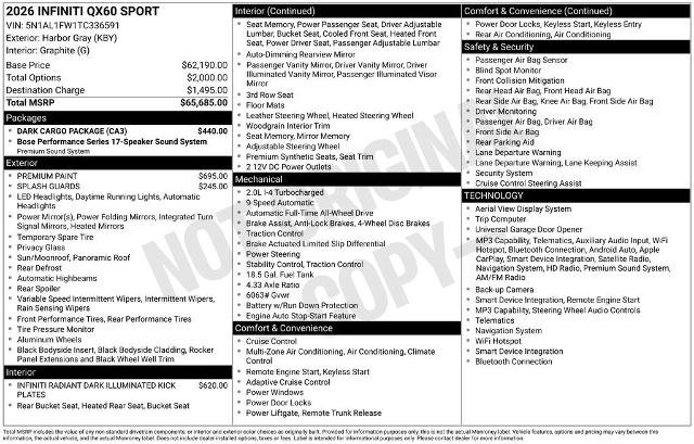 Certified 2026 INFINITI QX60 Sport w/ Dark Cargo Package image 29