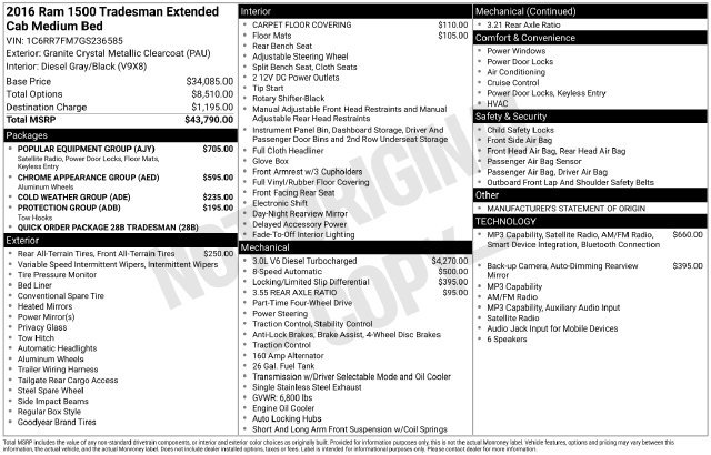 Used 2016 RAM 1500 Tradesman w/ Popular Equipment Group AWD/4WD image 30