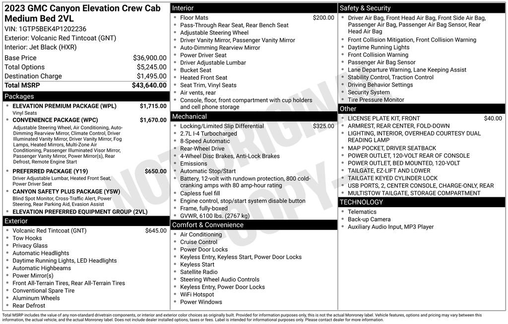 Used 2023 GMC Canyon Elevation w/ Elevation Premium Package image 39