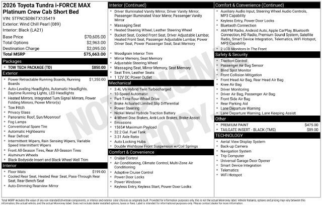 New 2026 Toyota Tundra Platinum w/ Tow Tech Package AWD/4WD image 33