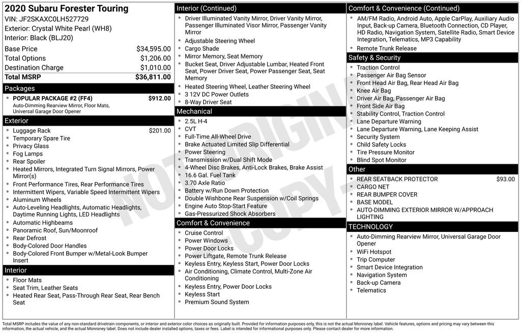 Used 2020 Subaru Forester Touring w/ Popular Package #2 image 11