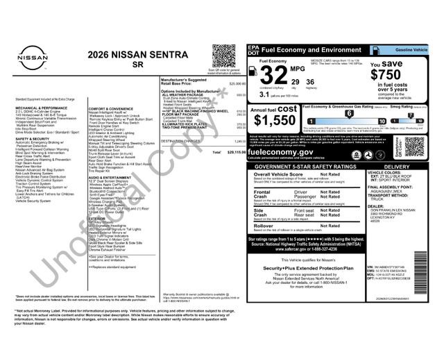 New 2026 Nissan Sentra SR w/ SR All Weather Package FWD image 22