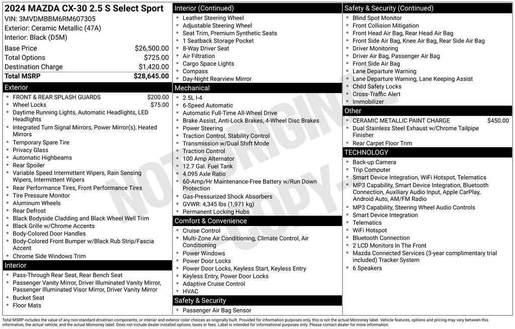 Used 2024 MAZDA CX-30 AWD 2.5 S w/ Select Sport Pkg image 31