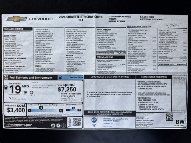 Used 2024 Chevrolet Corvette Stingray Premium Cpe w/ Z51 Performance Package RWD image 33