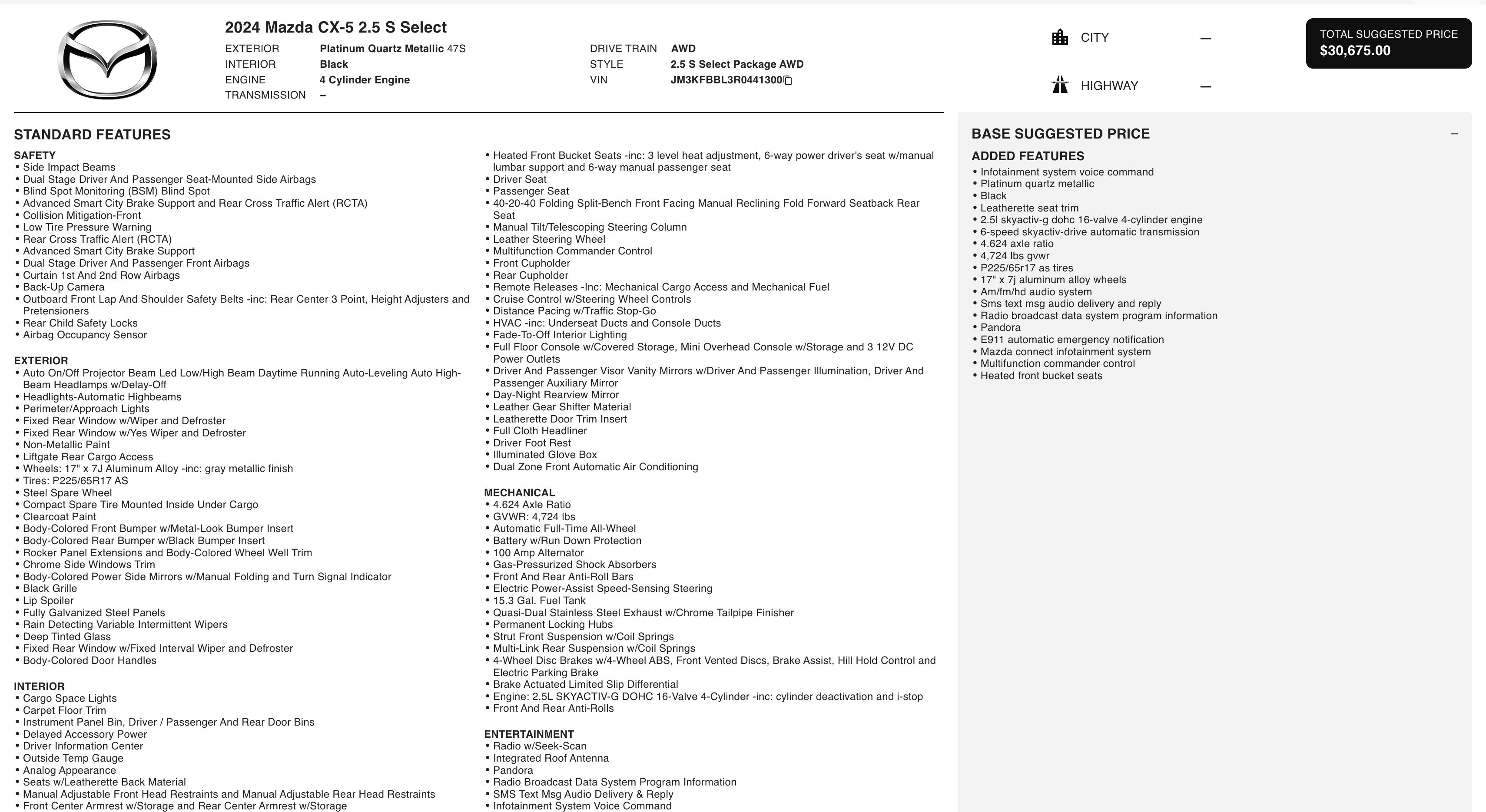 Used 2024 MAZDA CX-5 AWD 2.5 S w/ Select Package image 2