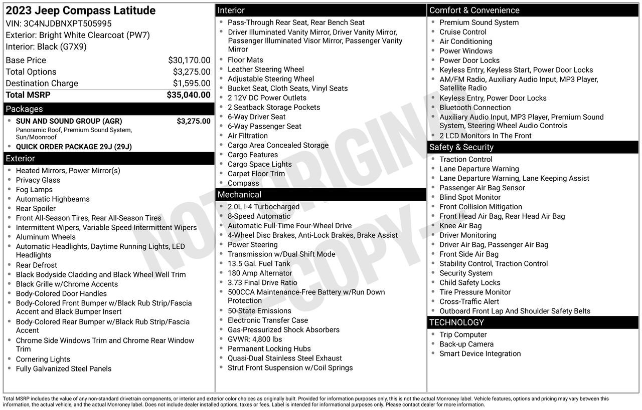 Used 2023 Jeep Compass Latitude w/ Sun and Sound Group image 38