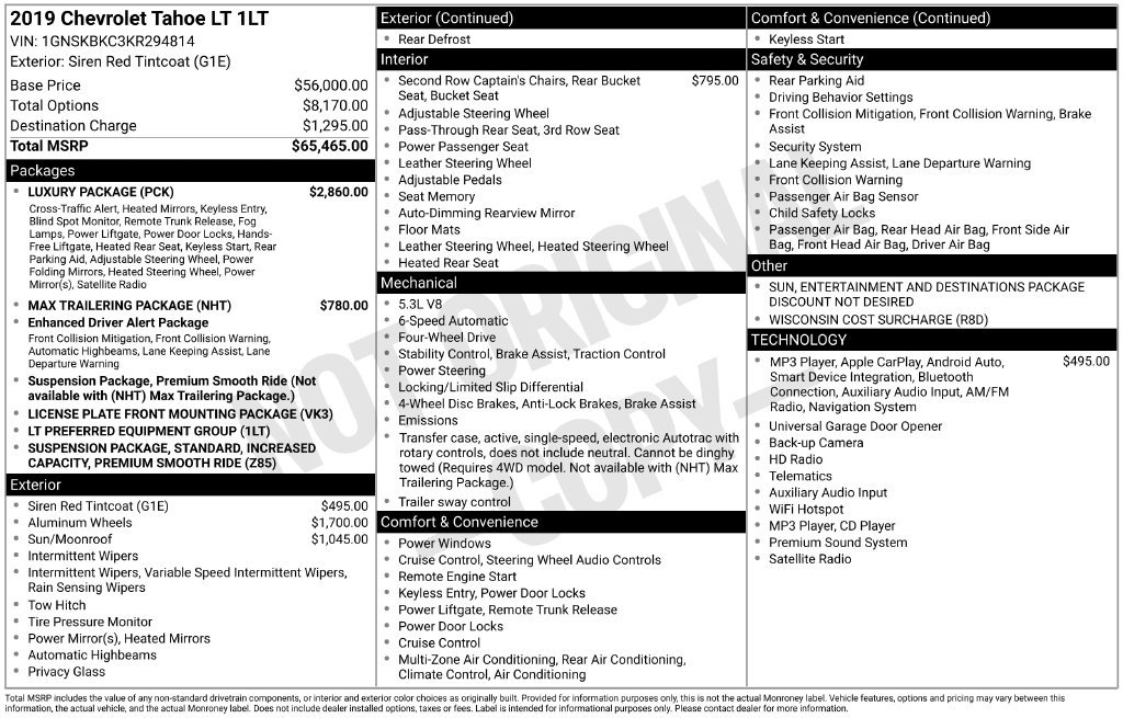 Certified 2019 Chevrolet Tahoe LT w/ Luxury Package AWD/4WD image 12