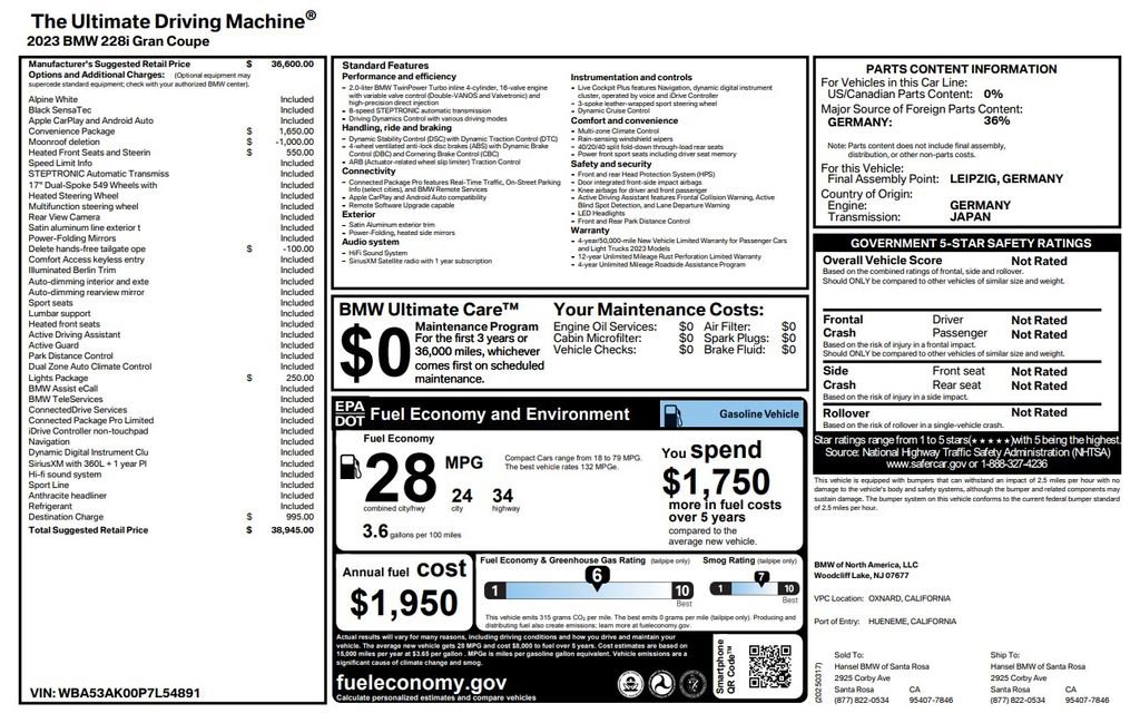 Used 2023 BMW 228i Gran Coupe 228i w/ Convenience Package image 2