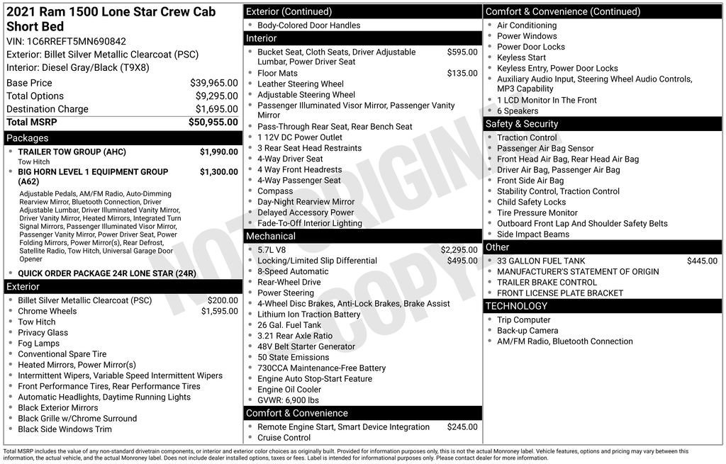 Used 2021 RAM 1500 Lone Star w/ Trailer Tow Group RWD image 37