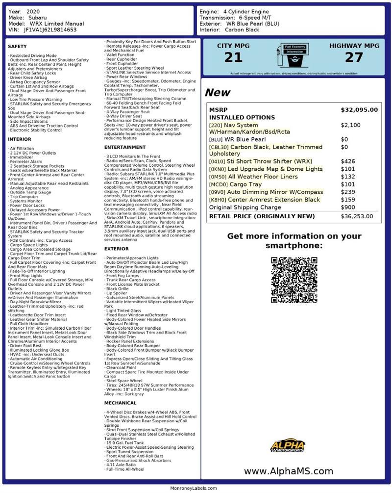 Used 2020 Subaru WRX Limited image 3