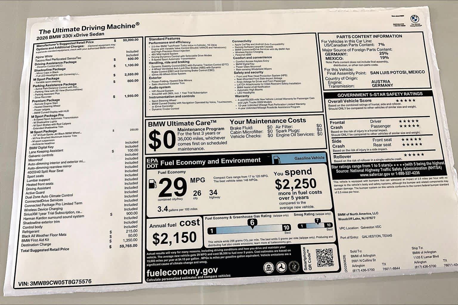 New 2026 BMW 330i xDrive Sedan w/ M Sport Package AWD/4WD image 19