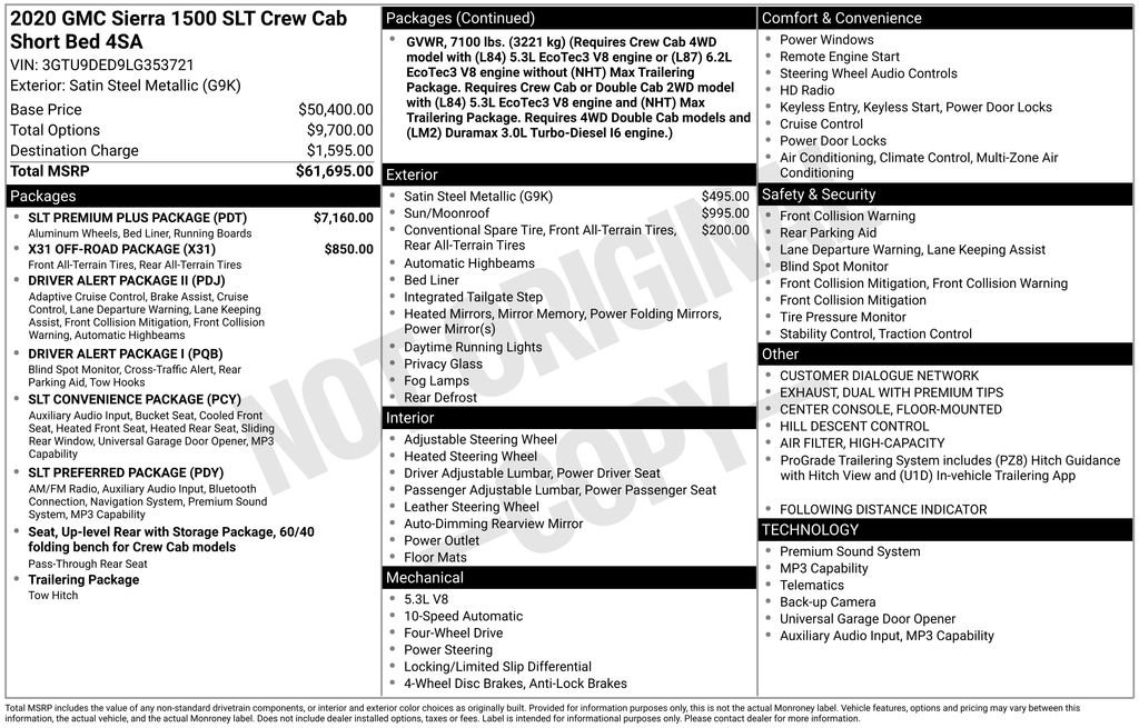 Used 2020 GMC Sierra 1500 SLT w/ SLT Premium Plus Package AWD/4WD image 50