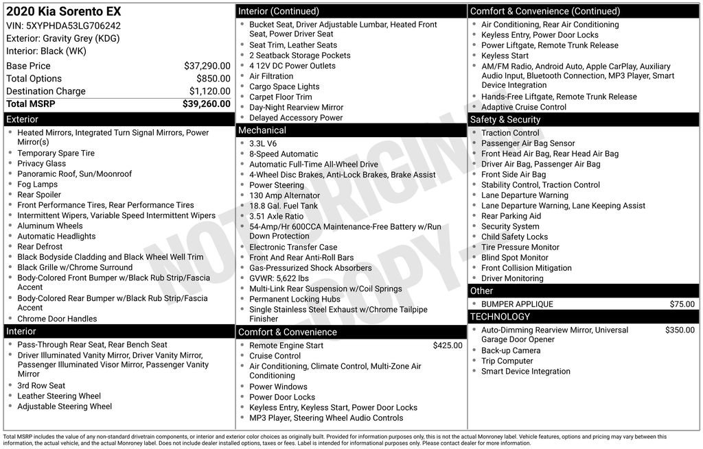 Used 2020 Kia Sorento EX image 35