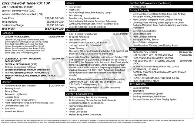Used 2022 Chevrolet Tahoe RST w/ Luxury Package AWD/4WD image 2