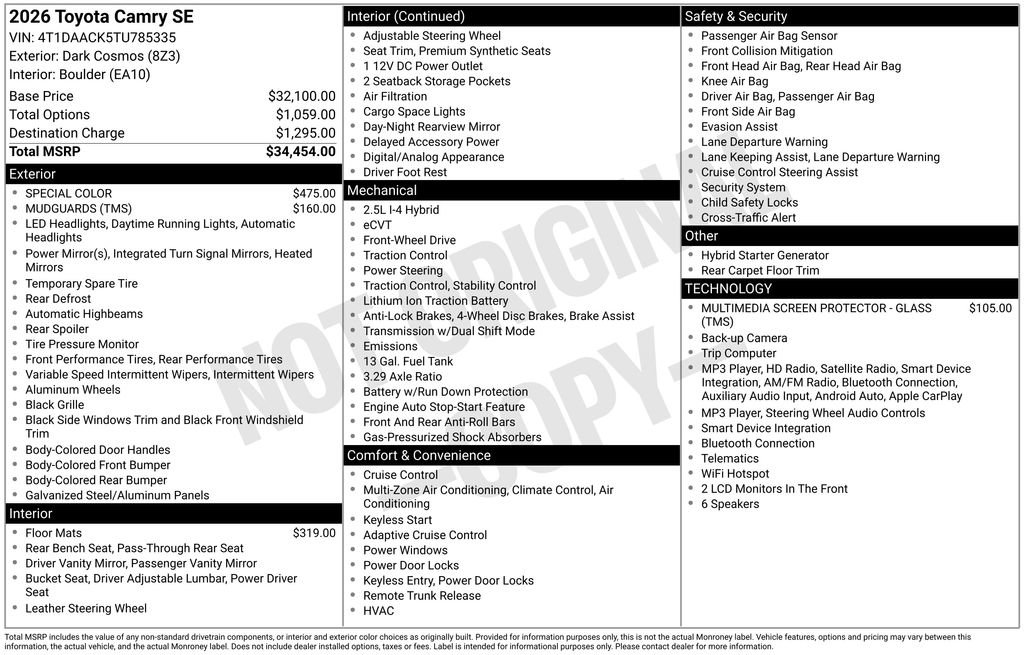 New 2026 Toyota Camry SE FWD image 23