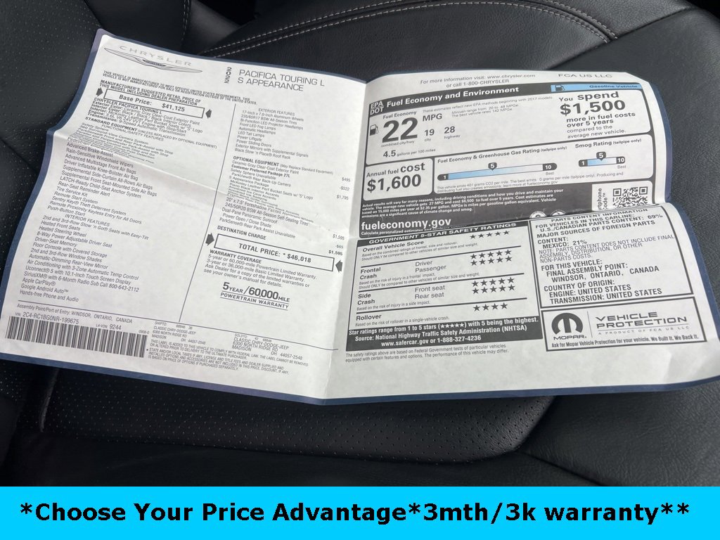 Certified 2022 Chrysler Pacifica Touring-L w/ S Appearance Package image 34