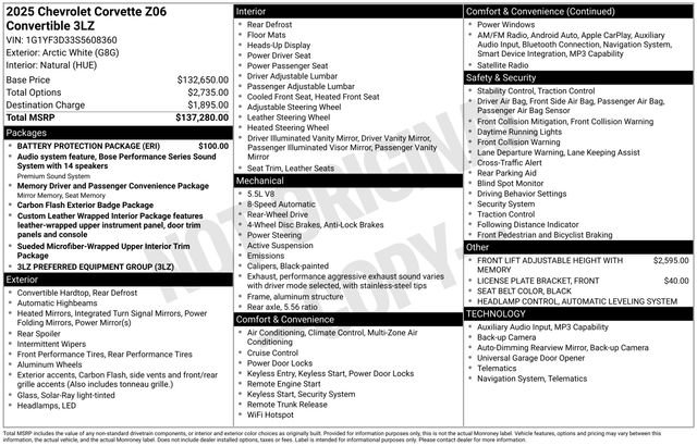 New 2025 Chevrolet Corvette Z06 w/ Battery Protection Package image 37