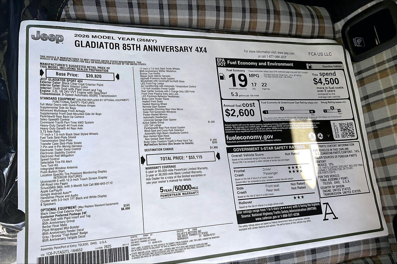 New 2026 Jeep Gladiator Sport AWD/4WD image 14