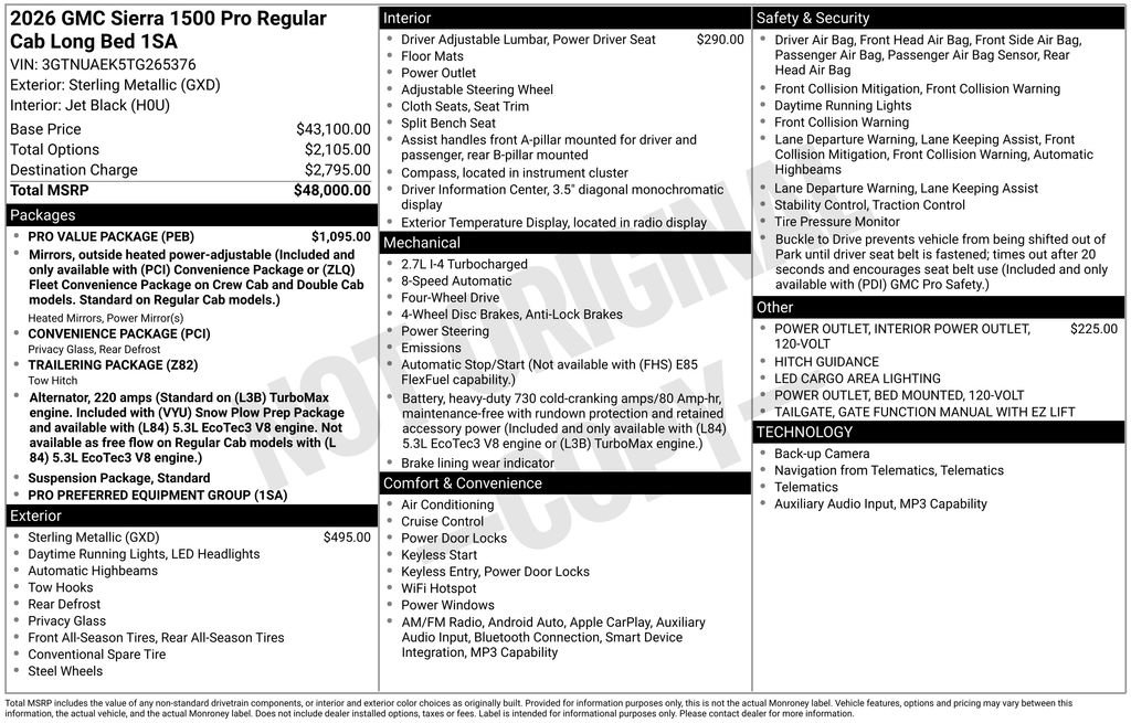 New 2026 GMC Sierra 1500 Pro w/ Pro Value Package AWD/4WD image 28