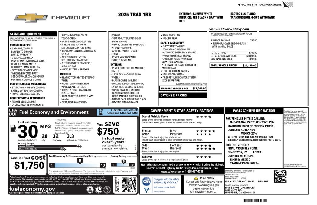 Used 2025 Chevrolet Trax RS w/ Sunroof Package image 4