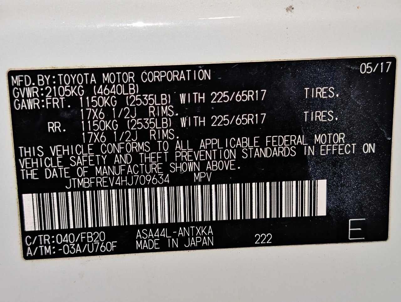 Used 2017 Toyota RAV4 LE w/ All Weather Liner Package AWD/4WD image 53