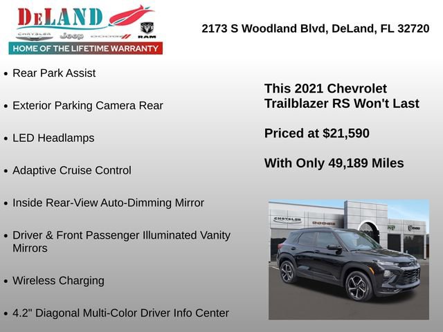 Used 2021 Chevrolet TrailBlazer RS w/ Sun and Liftgate Package AWD/4WD image 30