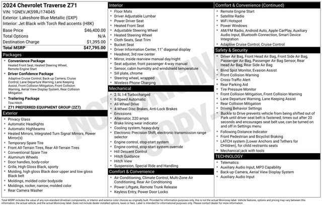 Used 2024 Chevrolet Traverse Z71 AWD/4WD image 57