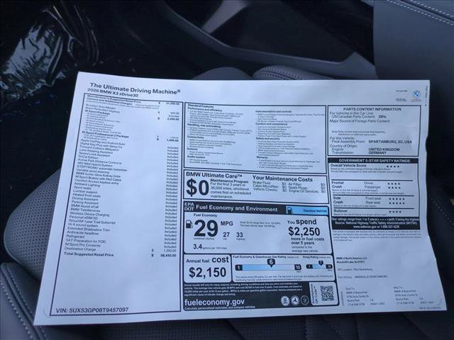 New 2026 BMW X3 xDrive30i w/ M Sport Package AWD/4WD image 18