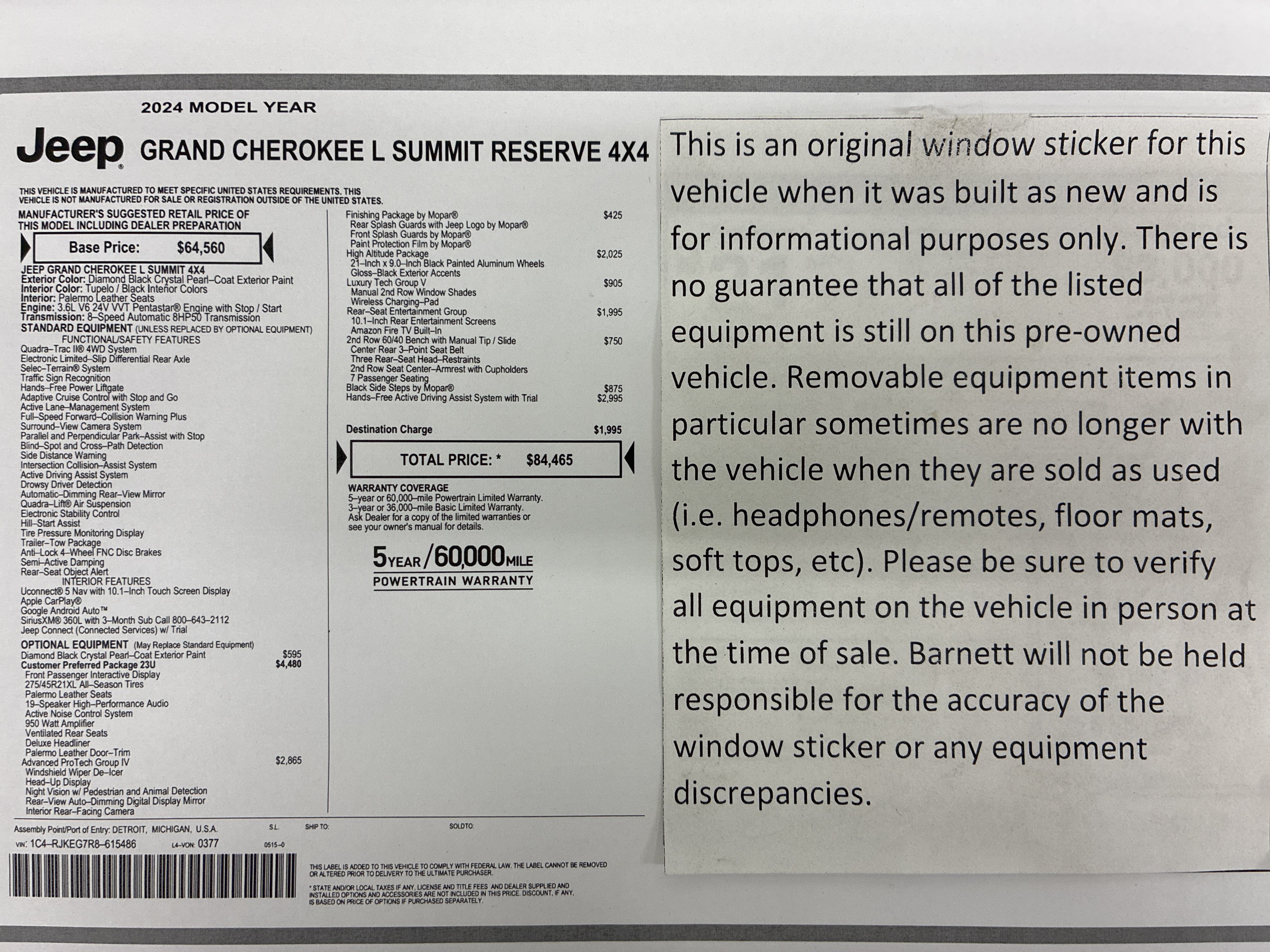 Certified 2024 Jeep Grand Cherokee L Summit AWD/4WD image 2