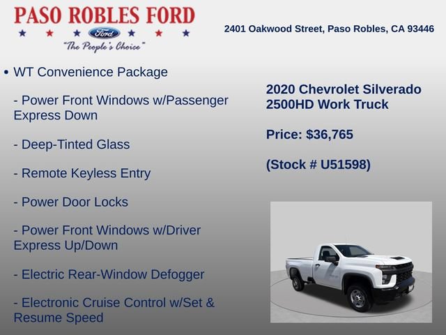 Used 2020 Chevrolet Silverado 2500 W/T w/ WT Fleet Convenience Package RWD image 6