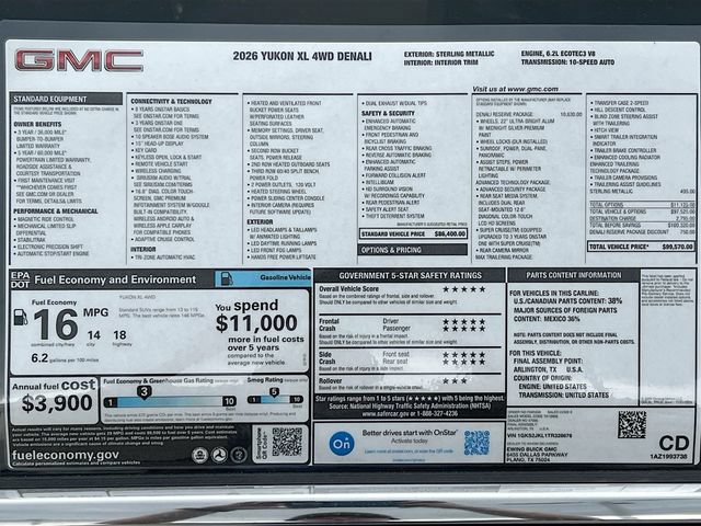 New 2026 GMC Yukon XL Denali w/ Denali Reserve Package AWD/4WD image 21