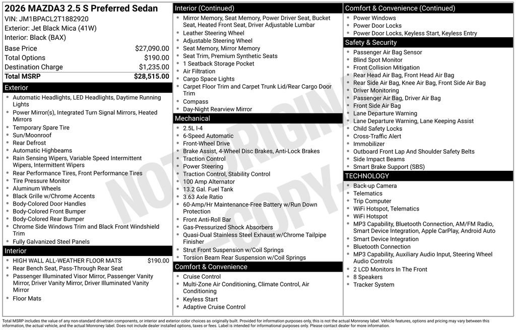 New 2026 MAZDA MAZDA3 2.5 S Sedan w/ Preferred Pkg FWD image 29