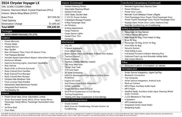 Used 2024 Chrysler Voyager LX FWD image 26