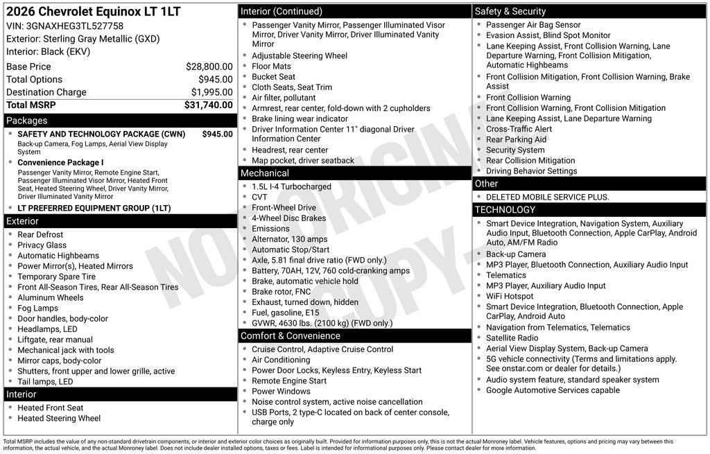 New 2026 Chevrolet Equinox LT w/ Safety and Technology Package FWD image 39