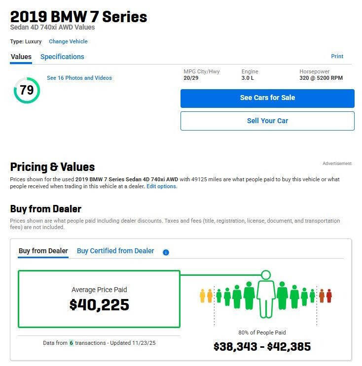 Used 2019 BMW 740i xDrive w/ Executive Package image 12