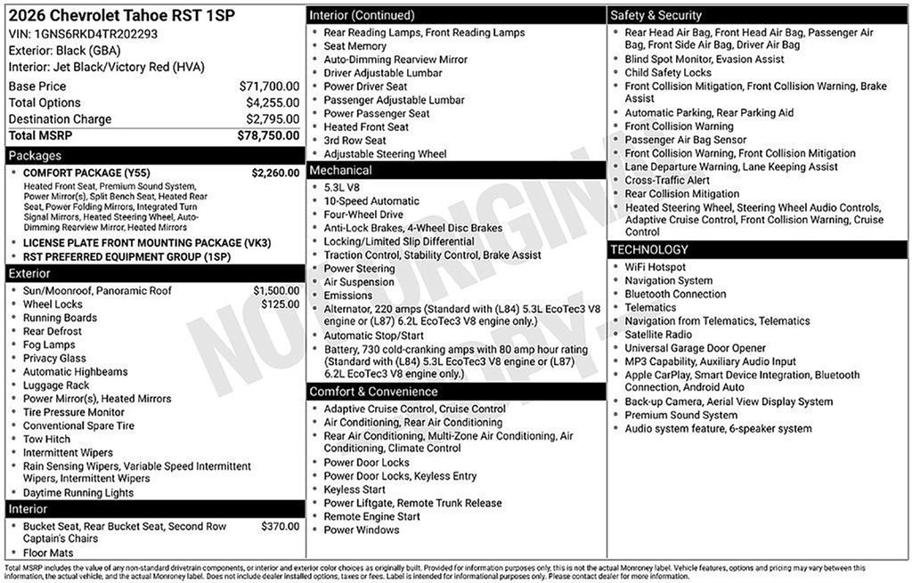 Used 2026 Chevrolet Tahoe RST w/ Comfort Package AWD/4WD image 10