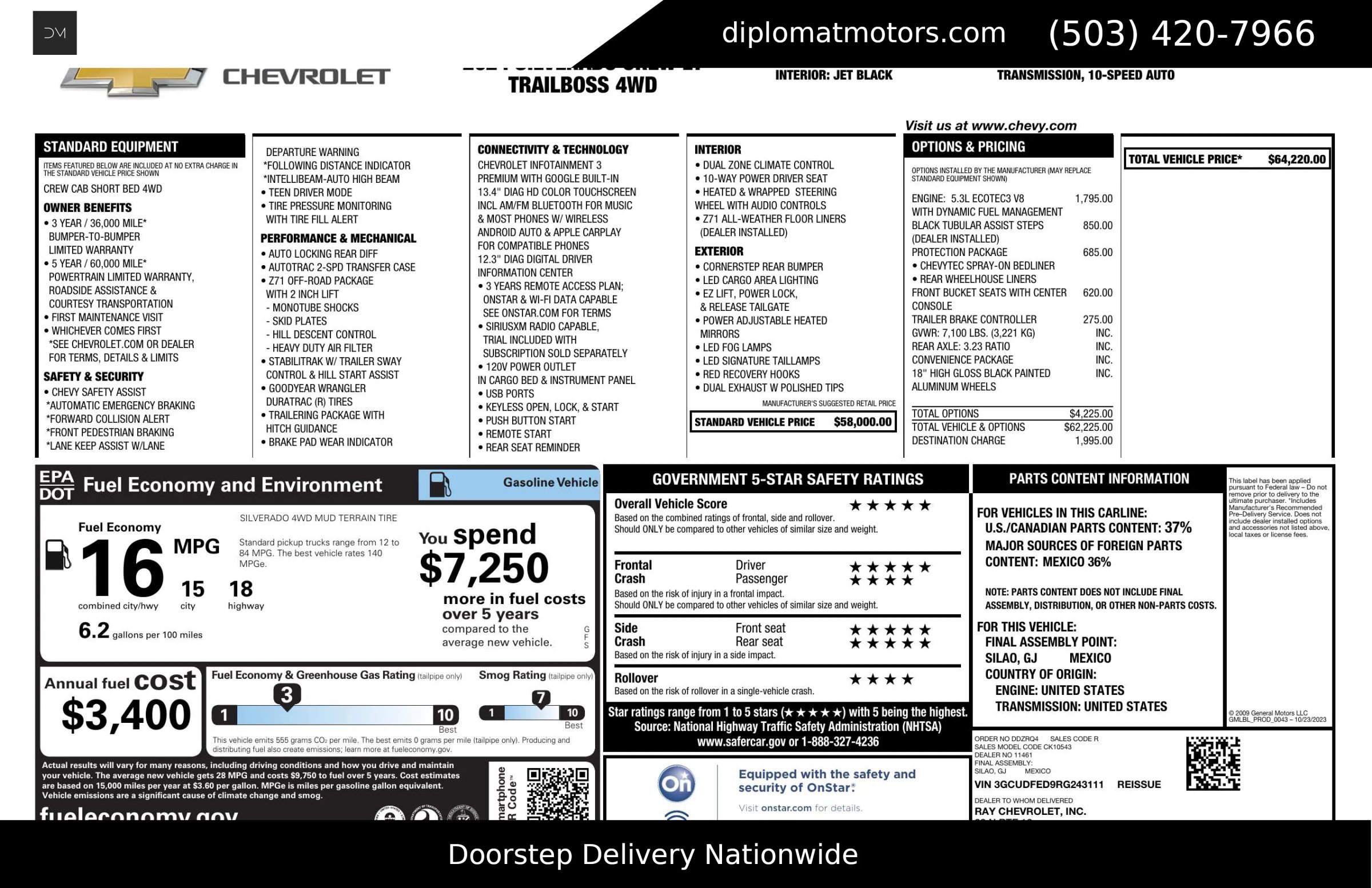 Used 2024 Chevrolet Silverado 1500 LT Trail Boss w/ Protection Package image 2