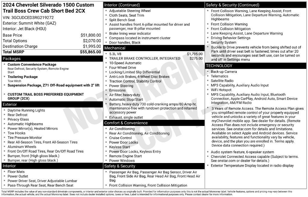 Used 2024 Chevrolet Silverado 1500 Custom Trail Boss AWD/4WD image 35