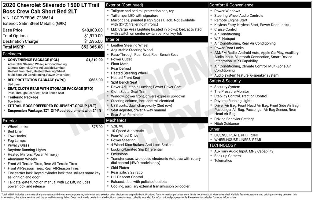 Certified 2020 Chevrolet Silverado 1500 LT Trail Boss w/ Convenience Package AWD/4WD image 2