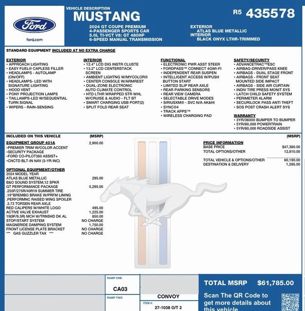 Used 2024 Ford Mustang GT Premium w/ GT Performance Package image 2