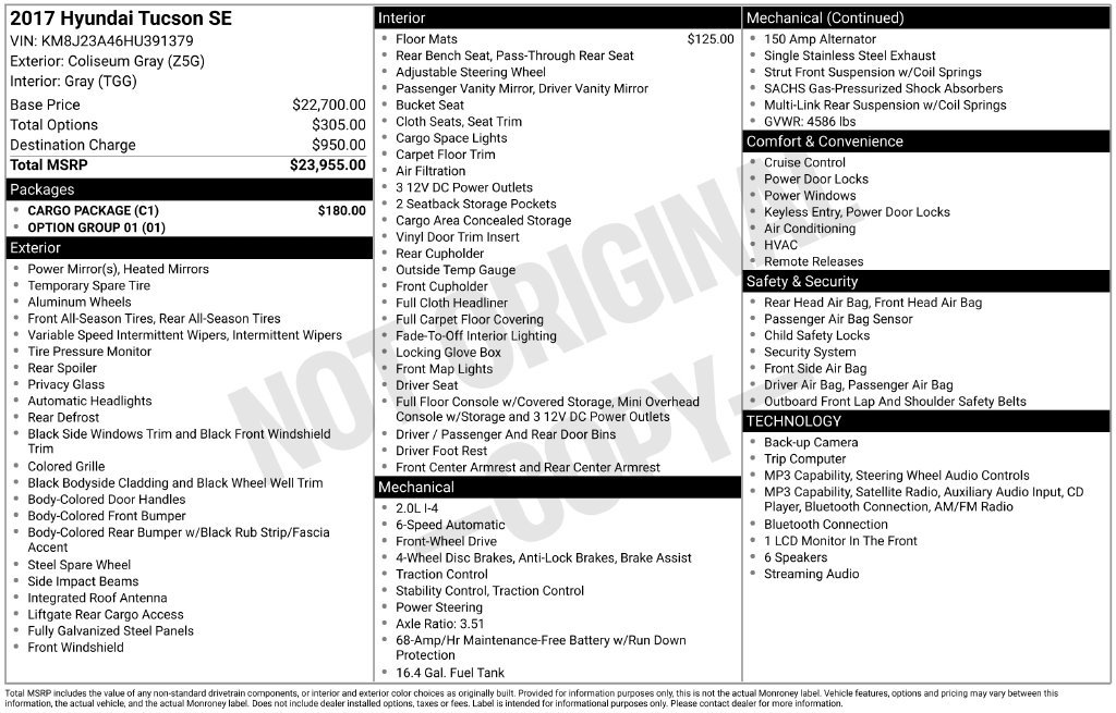 Used 2017 Hyundai Tucson SE w/ Cargo Package FWD image 3