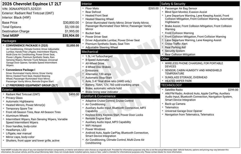 New 2026 Chevrolet Equinox LT w/ Convenience Package II AWD/4WD image 4
